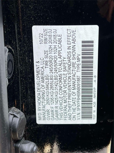 2022 Honda Pilot Touring 7 Passenger